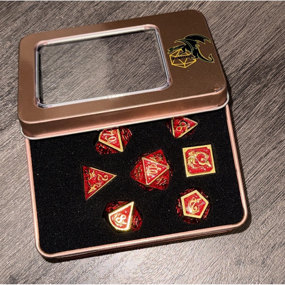 Hymgho Behemoth Gold W/ Red & Blue Dice Set D&D